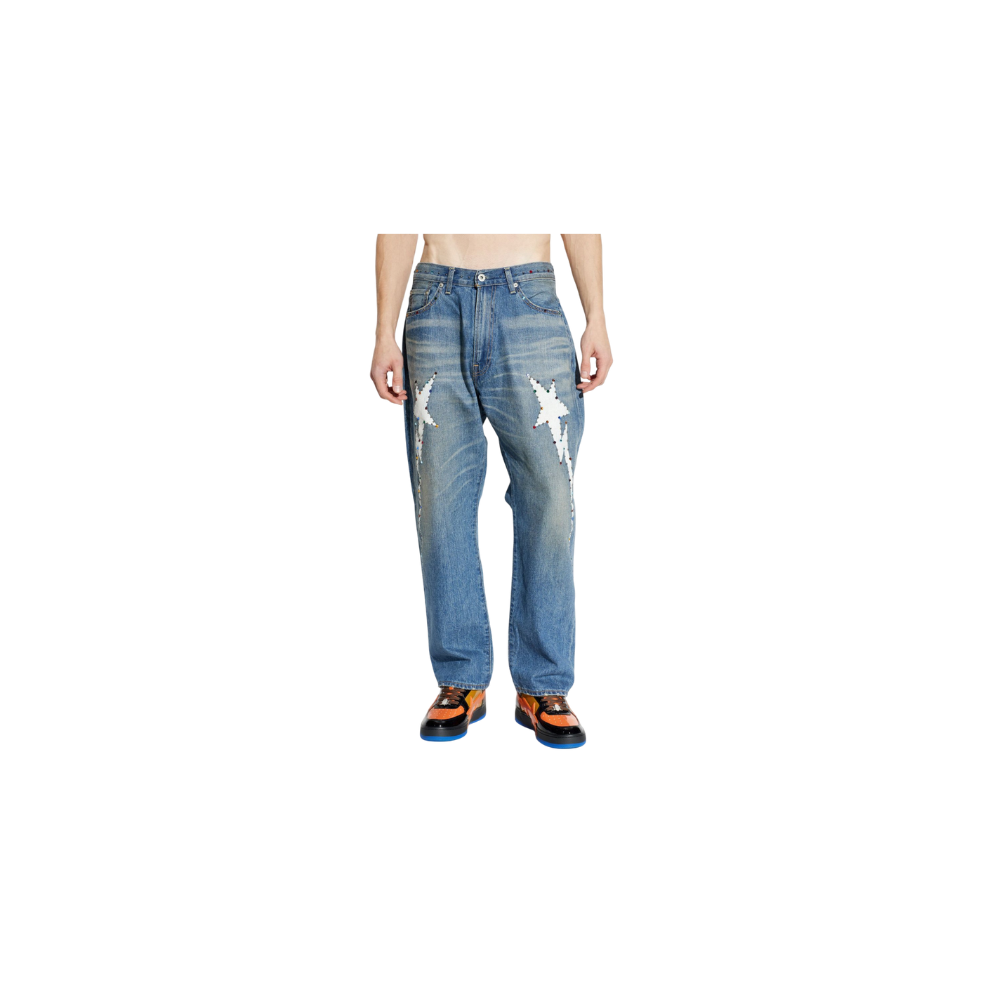 A BATHING APE® Crystal Appliquéd Jeans