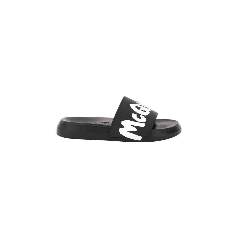 Sandalias Alexander Mcqueen Grafitti Logo Printed Slip-On