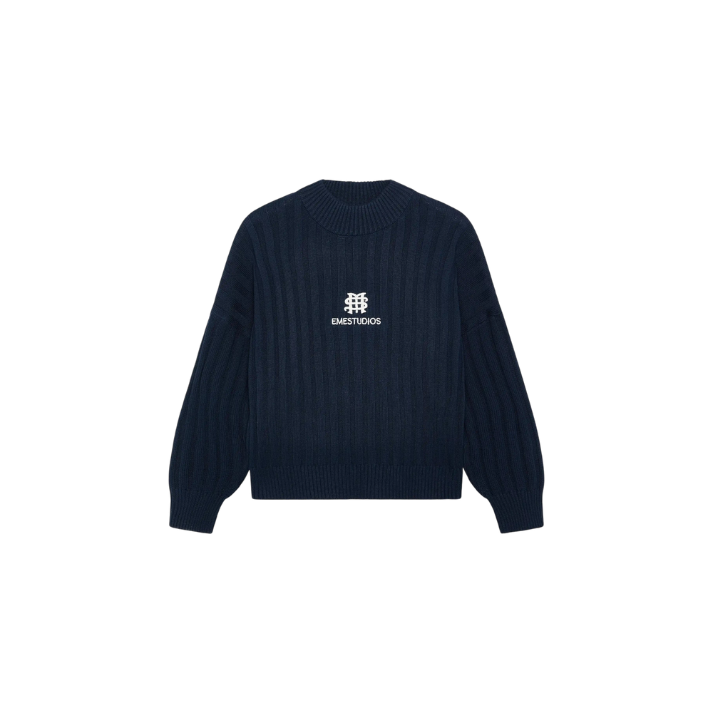 Eme Studios Badge Navy Knit Sweater