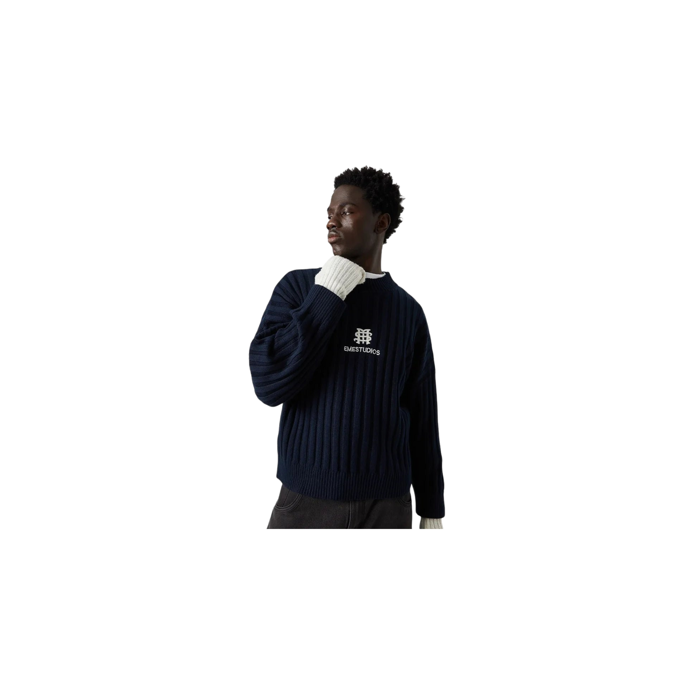 Eme Studios Badge Navy Knit Sweater