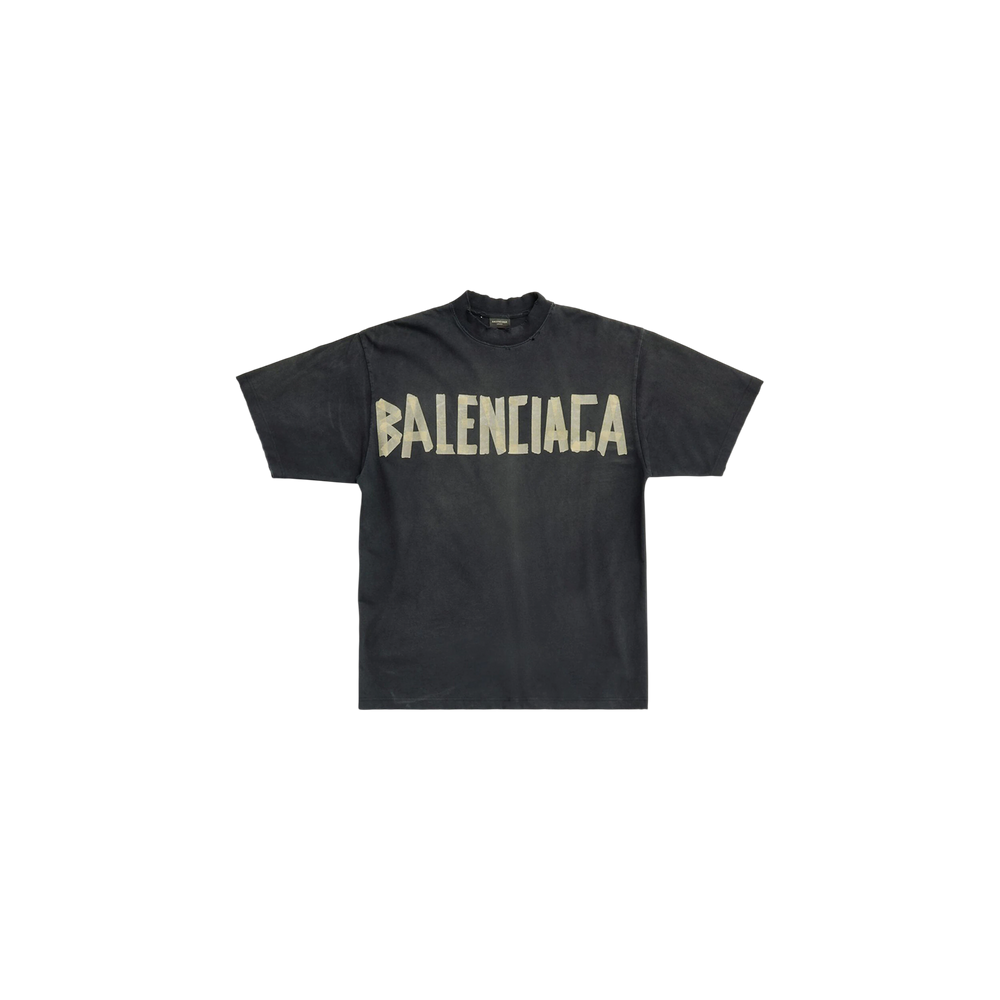 Remera Balenciaga Tape Type Medium Fit Negro Faded
