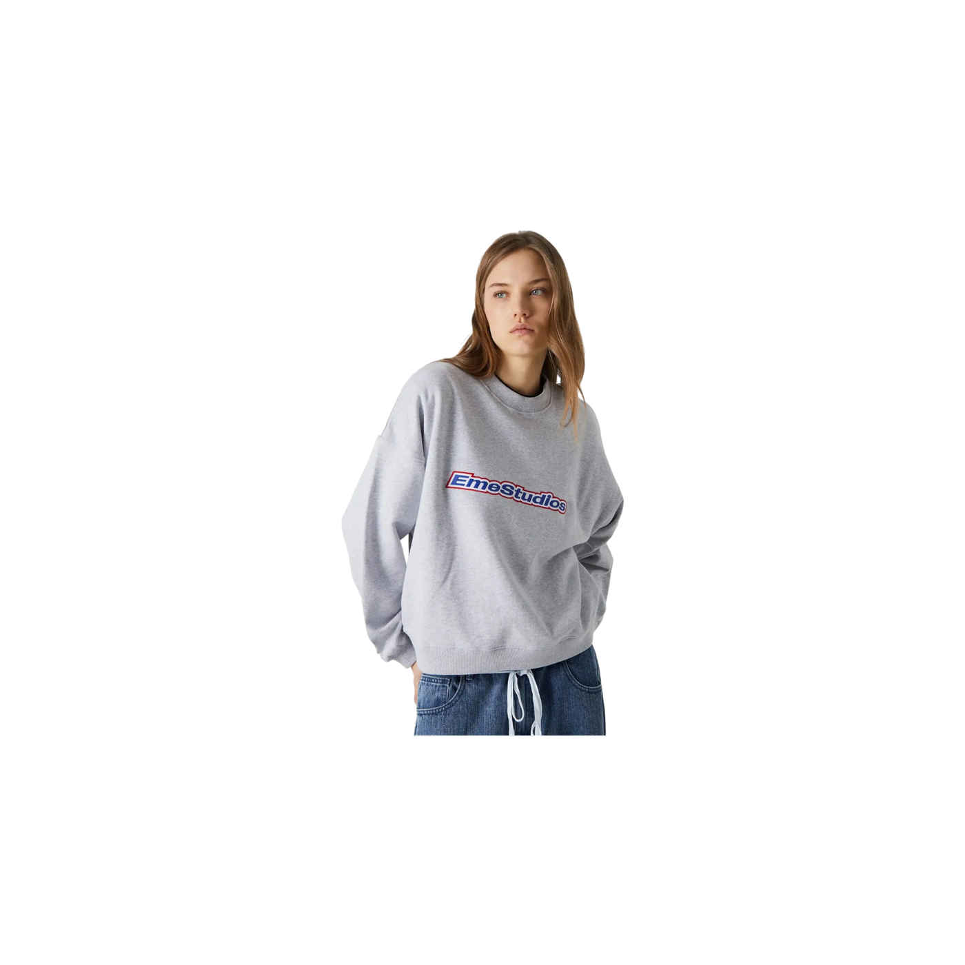Eme Studios Box Heather Grey Oversized Crewneck