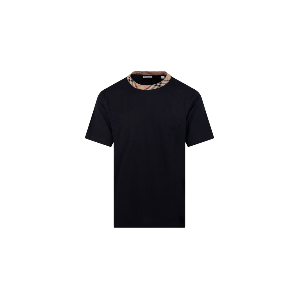 Burberry Checked Trim Crewneck T-Shirt