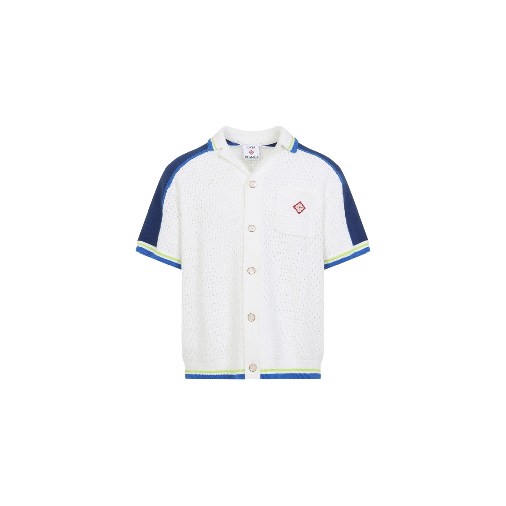 Casablanca Crochet Button-Up Knitted Top