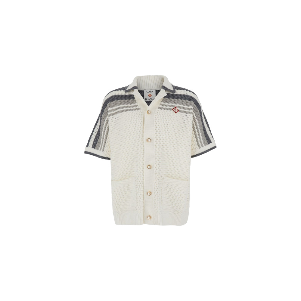 Casablanca Striped Knit Short-Sleeved Sweater