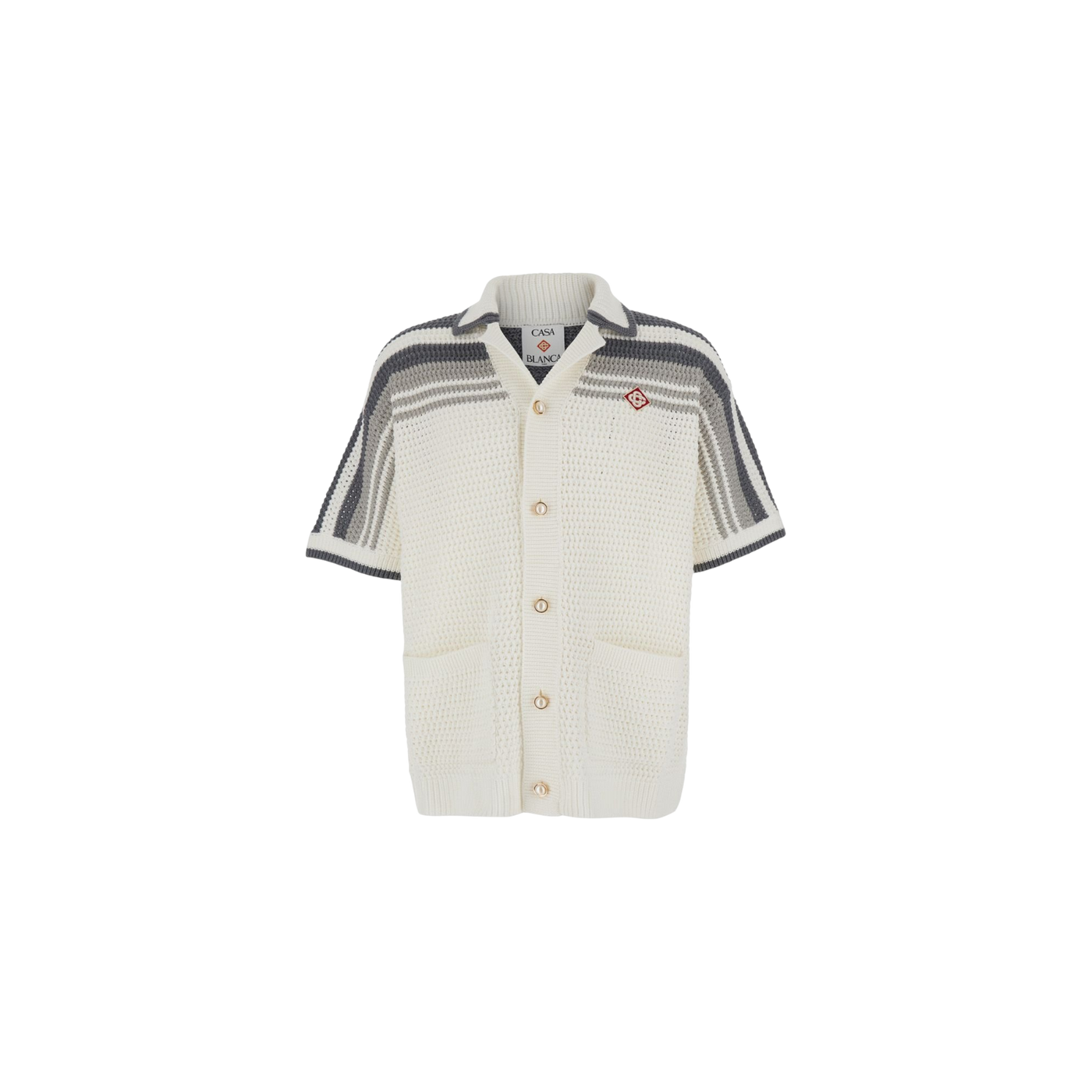 Casablanca Striped Knit Short-Sleeved Sweater
