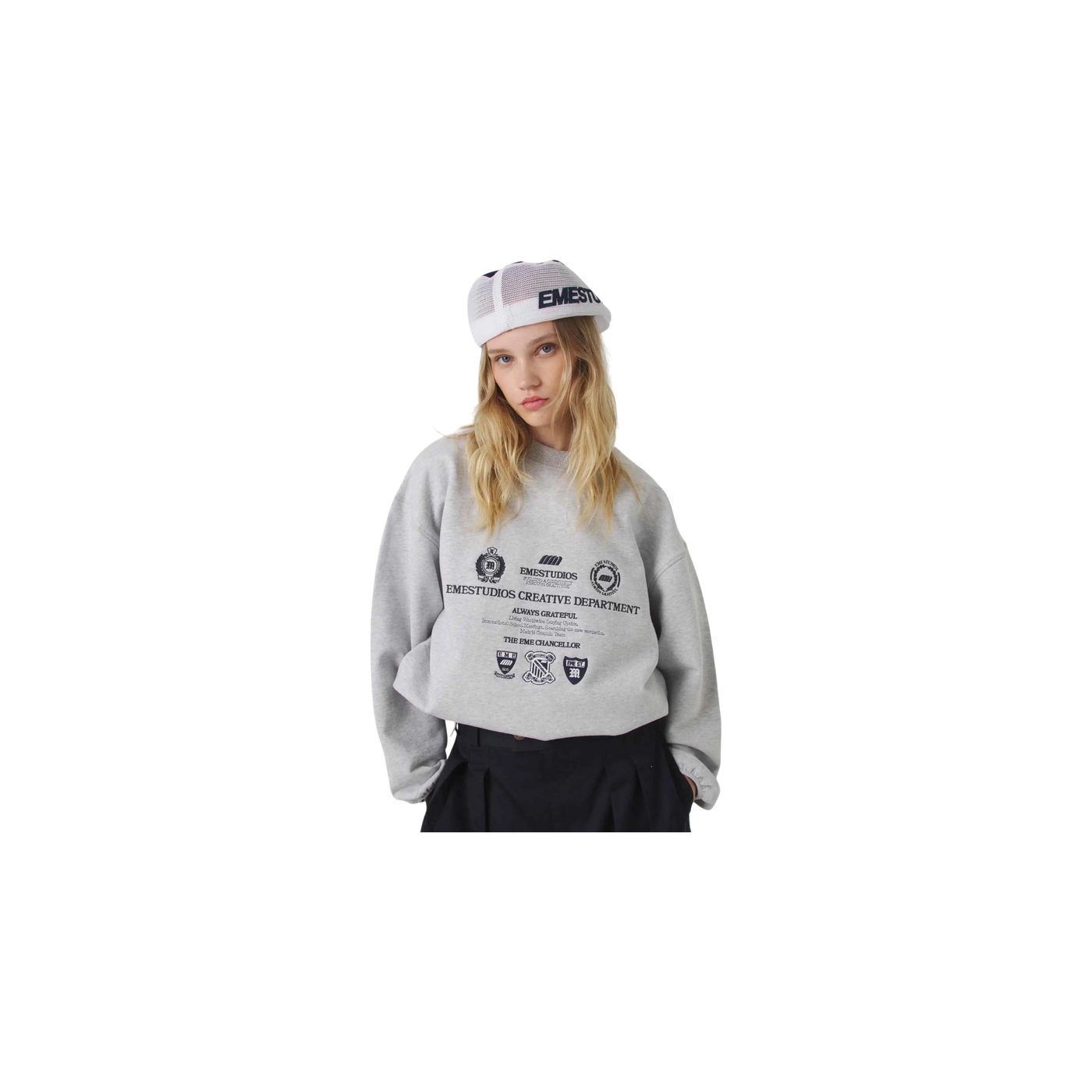 Eme Studios Chancellor Heather Grey Oversized Crewneck
