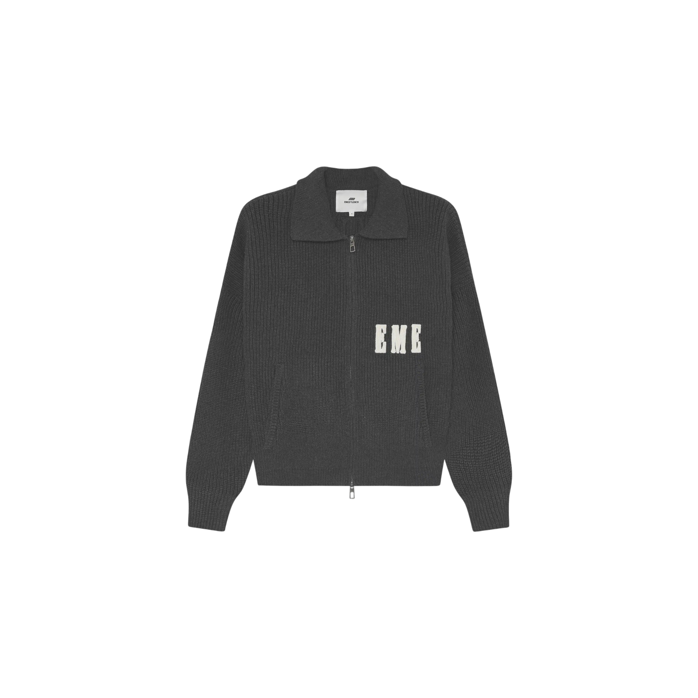 Eme Studios Collar Carbon Zipper Knit