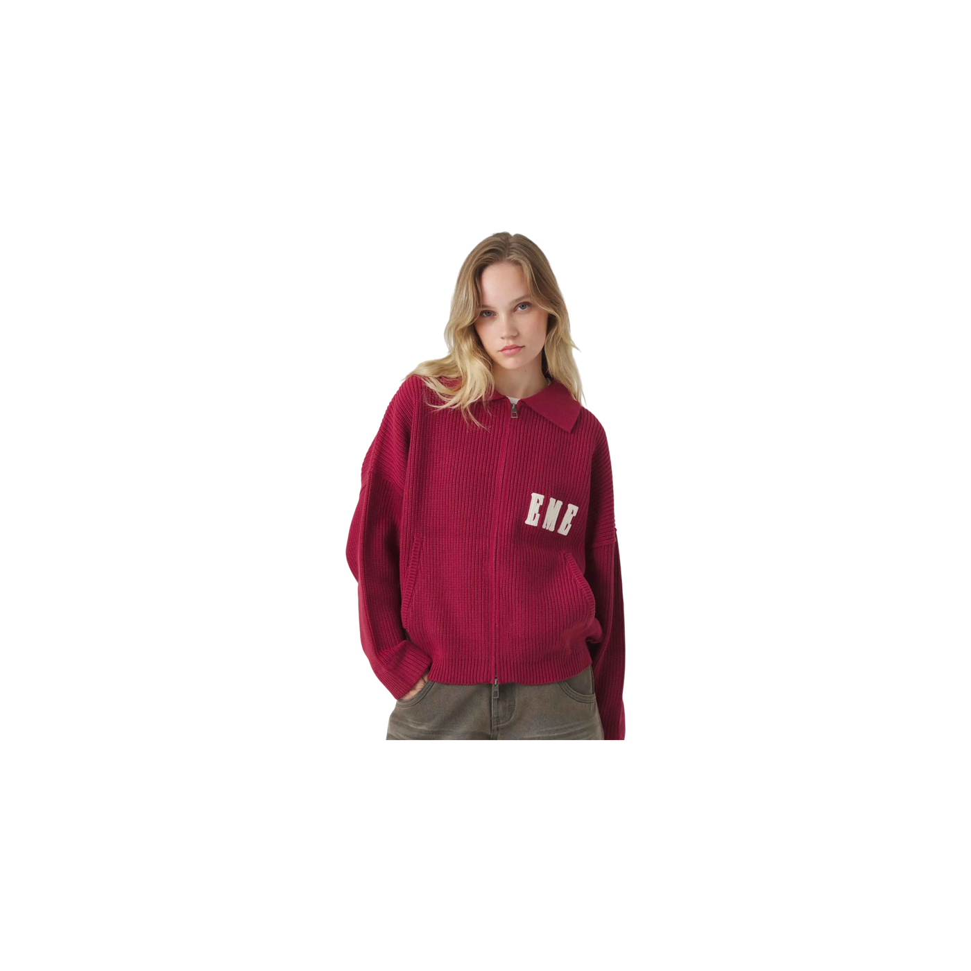 Eme Studios Collar Redwood Zipper Knit