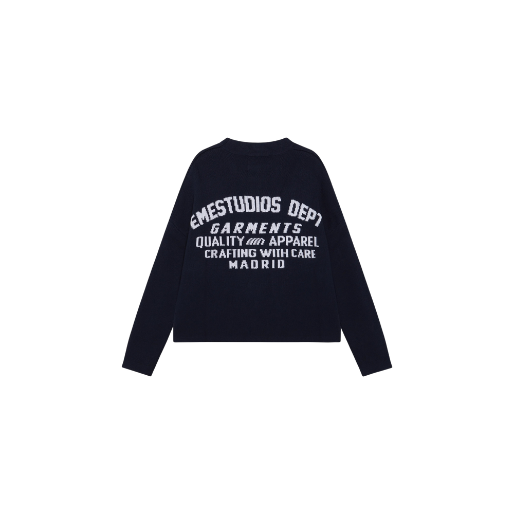 Eme Studios Department Navy Jacquard Oversized Knit Sweater