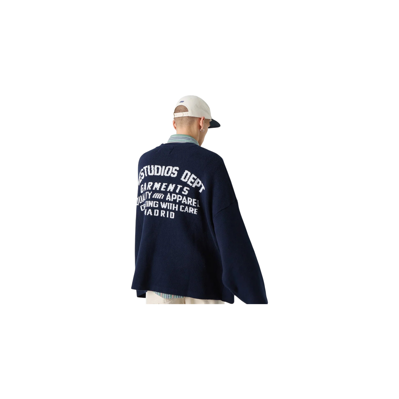 Eme Studios Department Navy Jacquard Oversized Knit Sweater