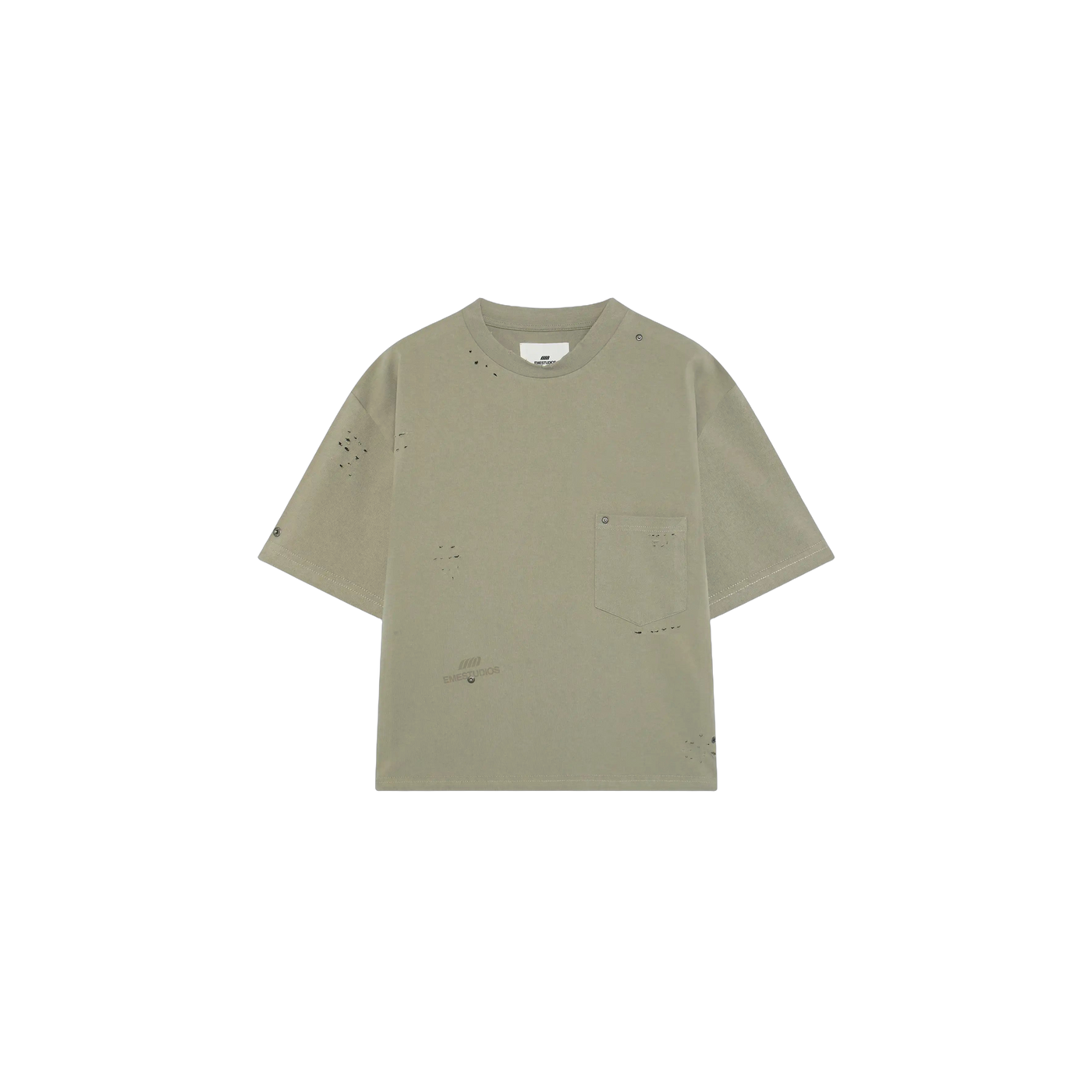 Eme Studios Distressed Olive Oversized T-Shirt