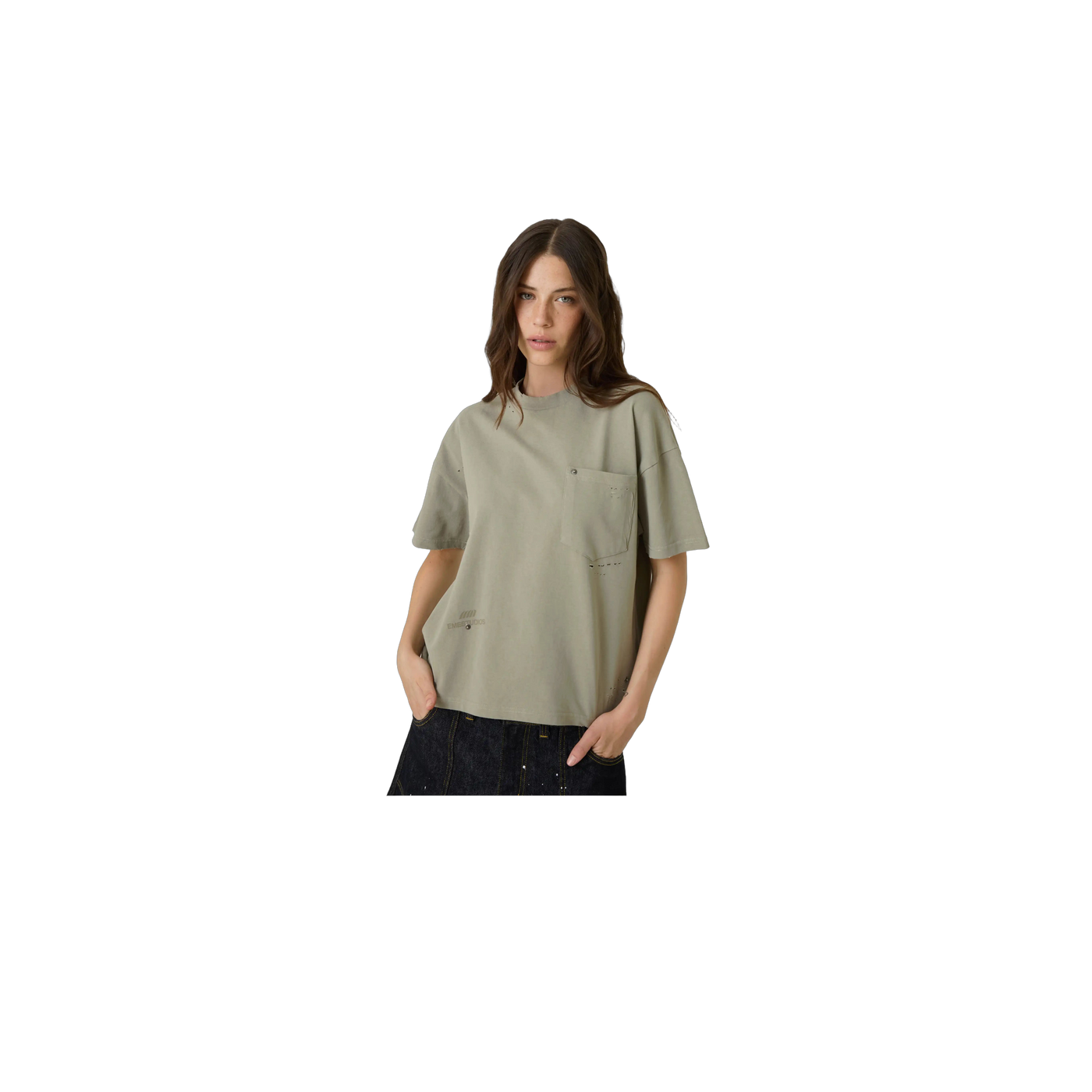 Eme Studios Distressed Olive Oversized T-Shirt