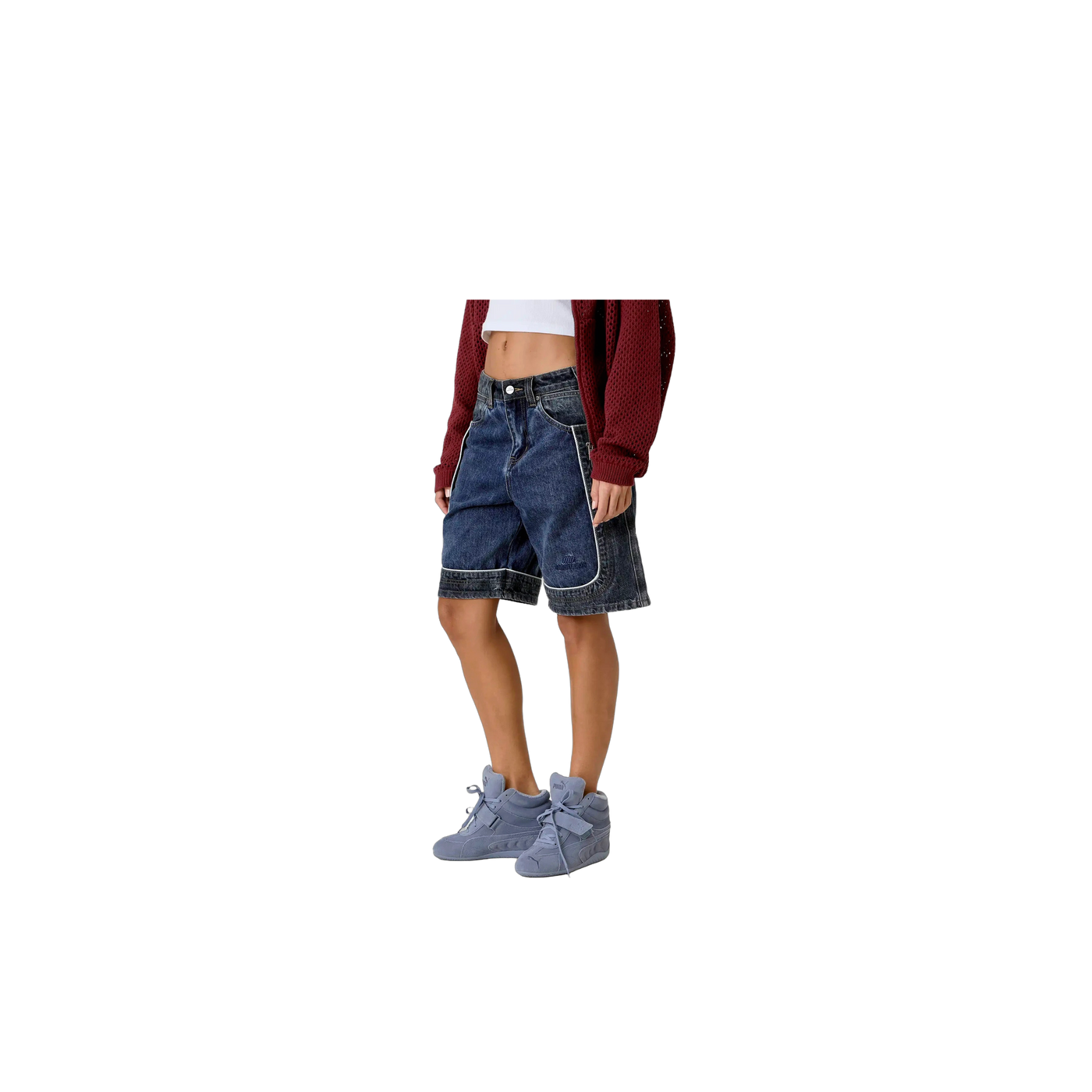 Eme Studios Dual Scratched Denim Shorts