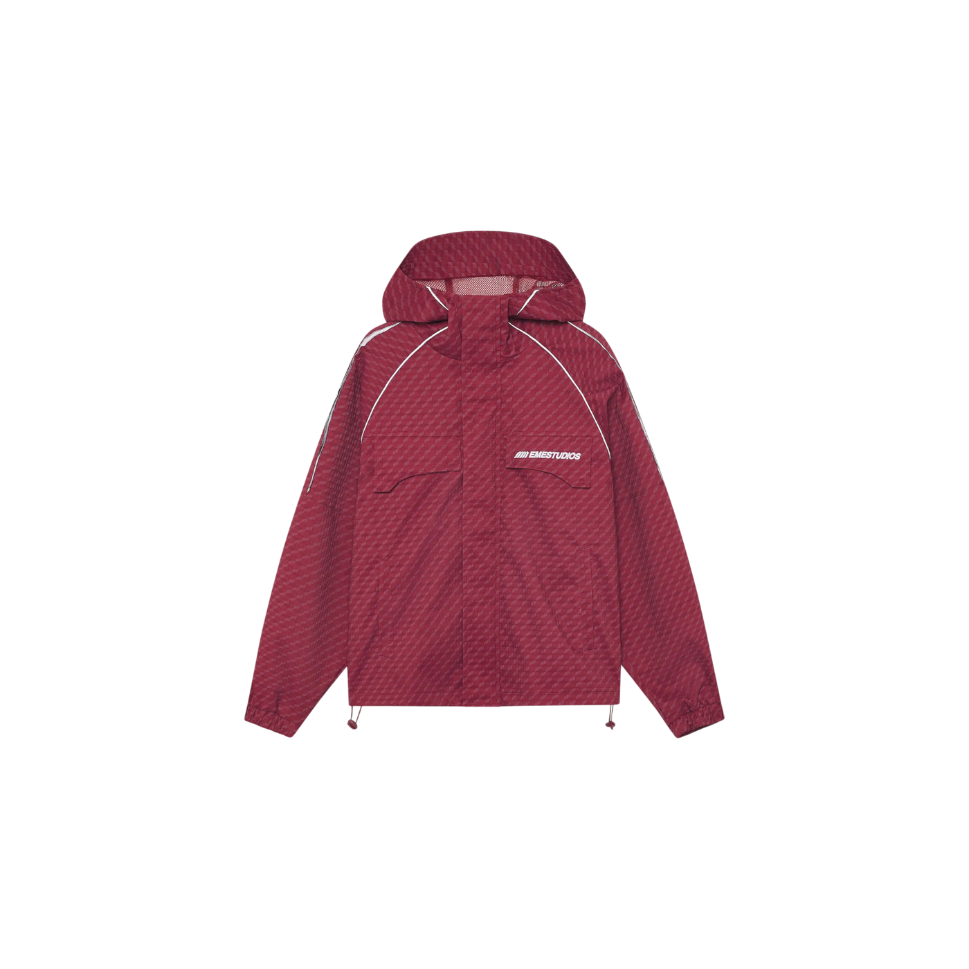 Eme Studios Echo Burgundy Grid Windbreaker