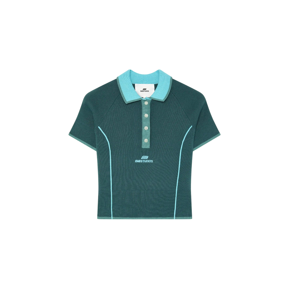 Eme Studios Fete Aqua Knit Polo