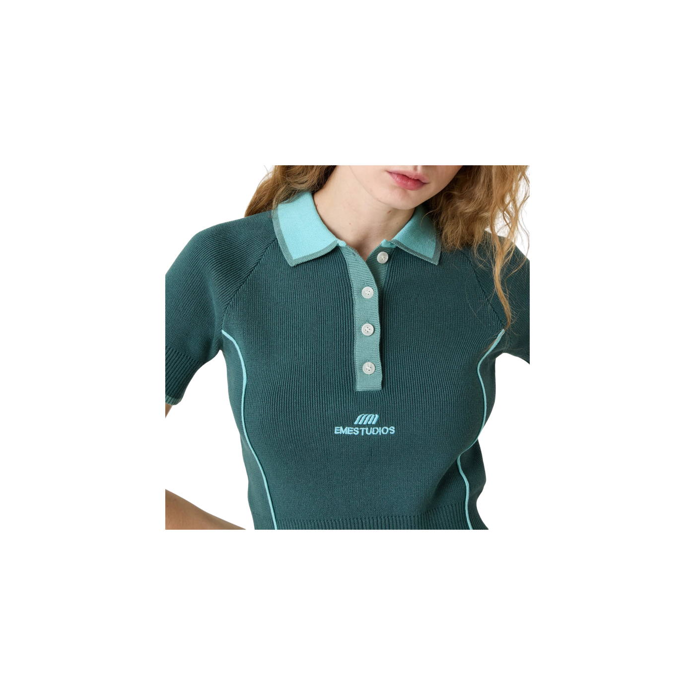 Eme Studios Fete Aqua Knit Polo