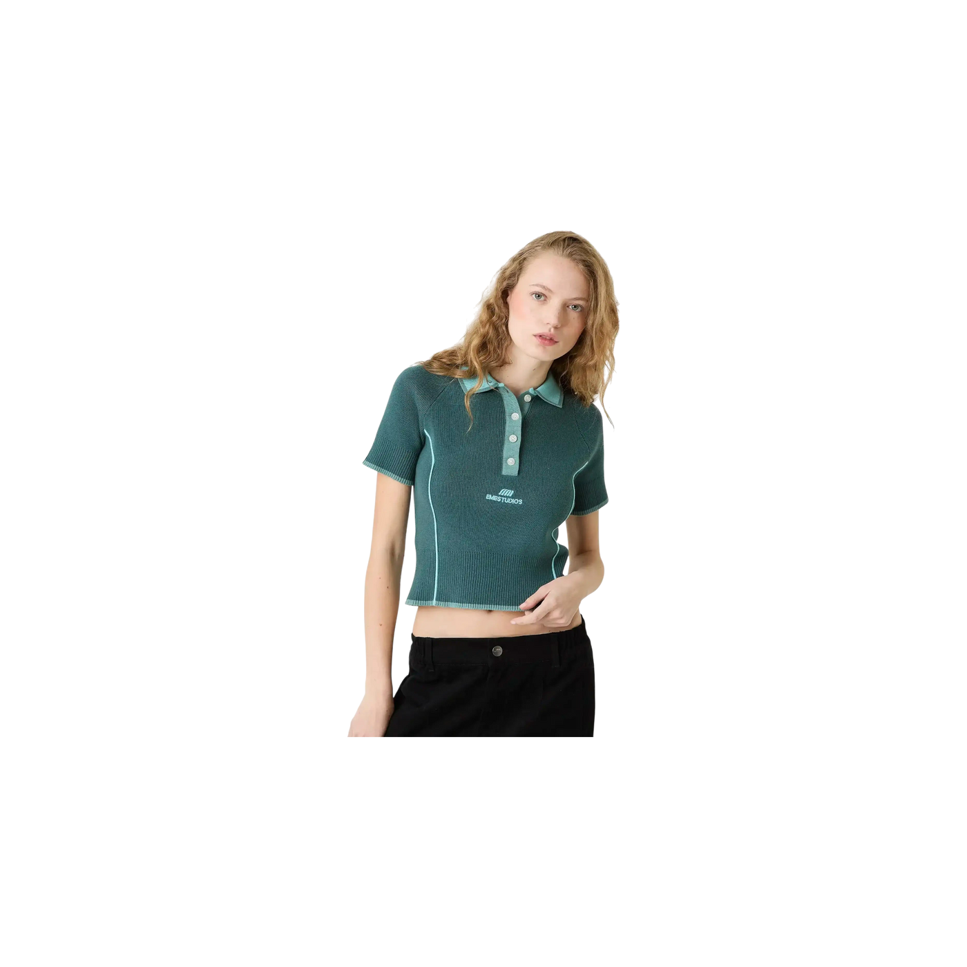 Eme Studios Fete Aqua Knit Polo