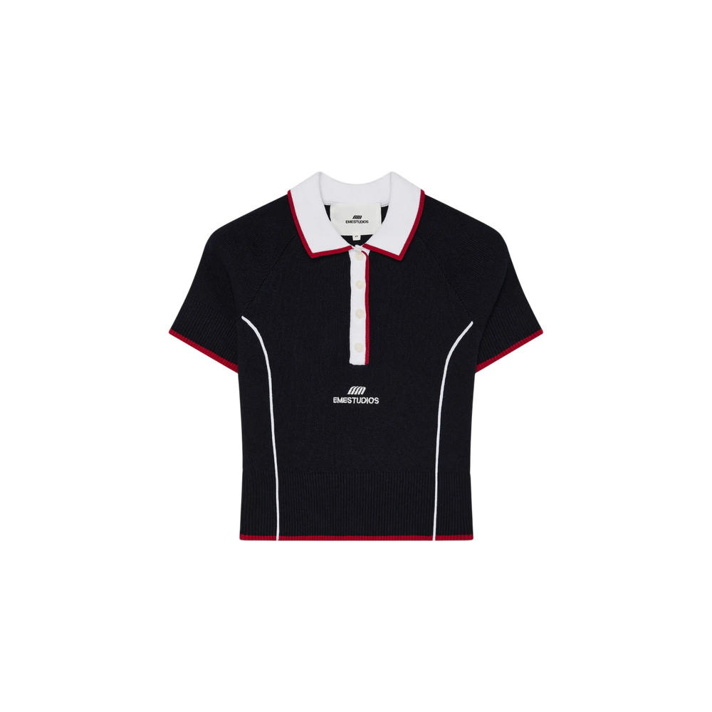 Eme Studios Fete Navy Knit Polo