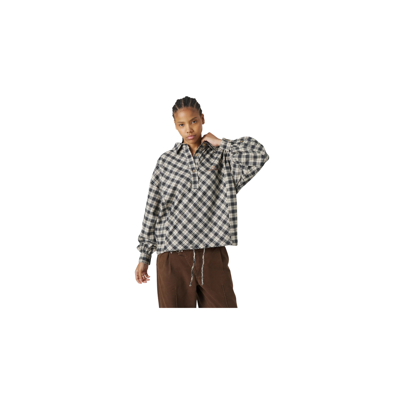 Eme Studios Fitz Popover Chocolate Shirt