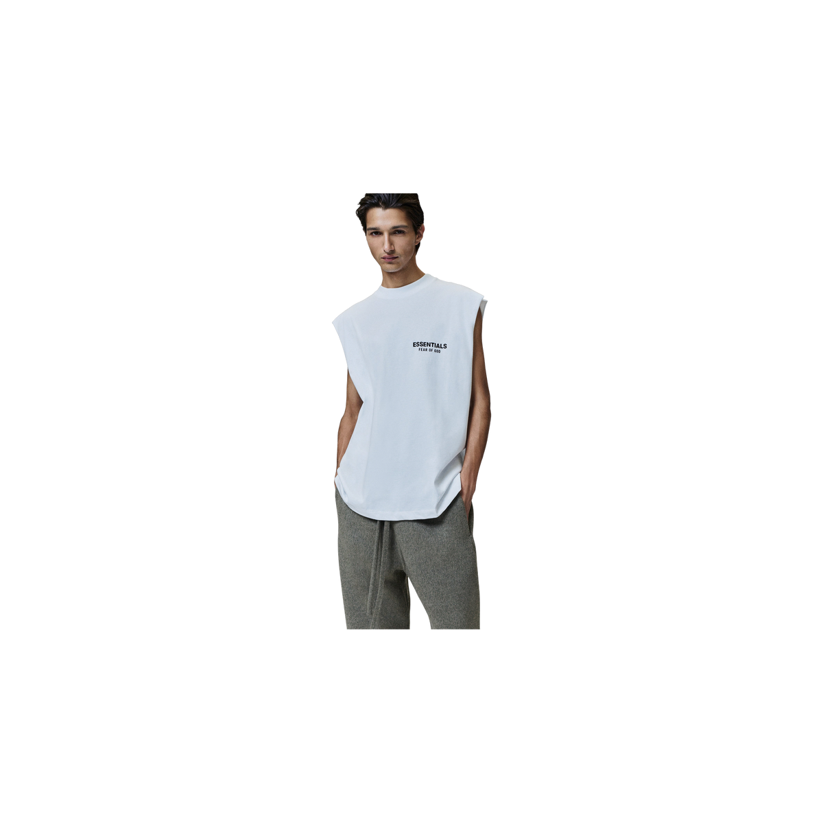 Remera Fear of God Essentials Classic Cut-off Bright White