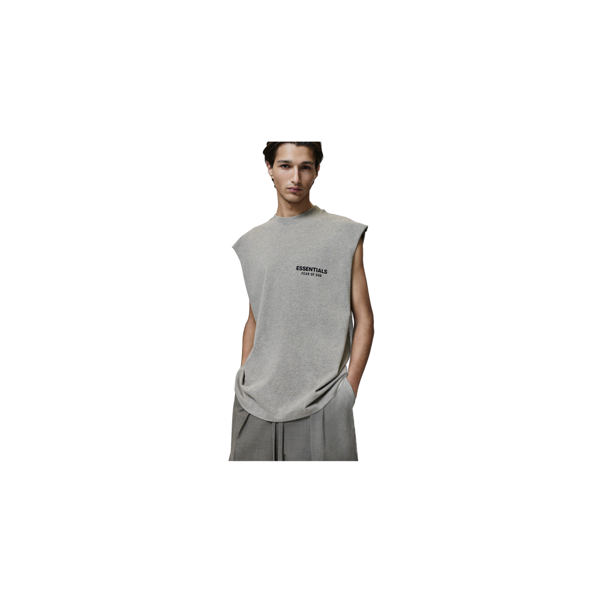 Remera Fear of God Essentials Classic Cut-off Homestead Heather