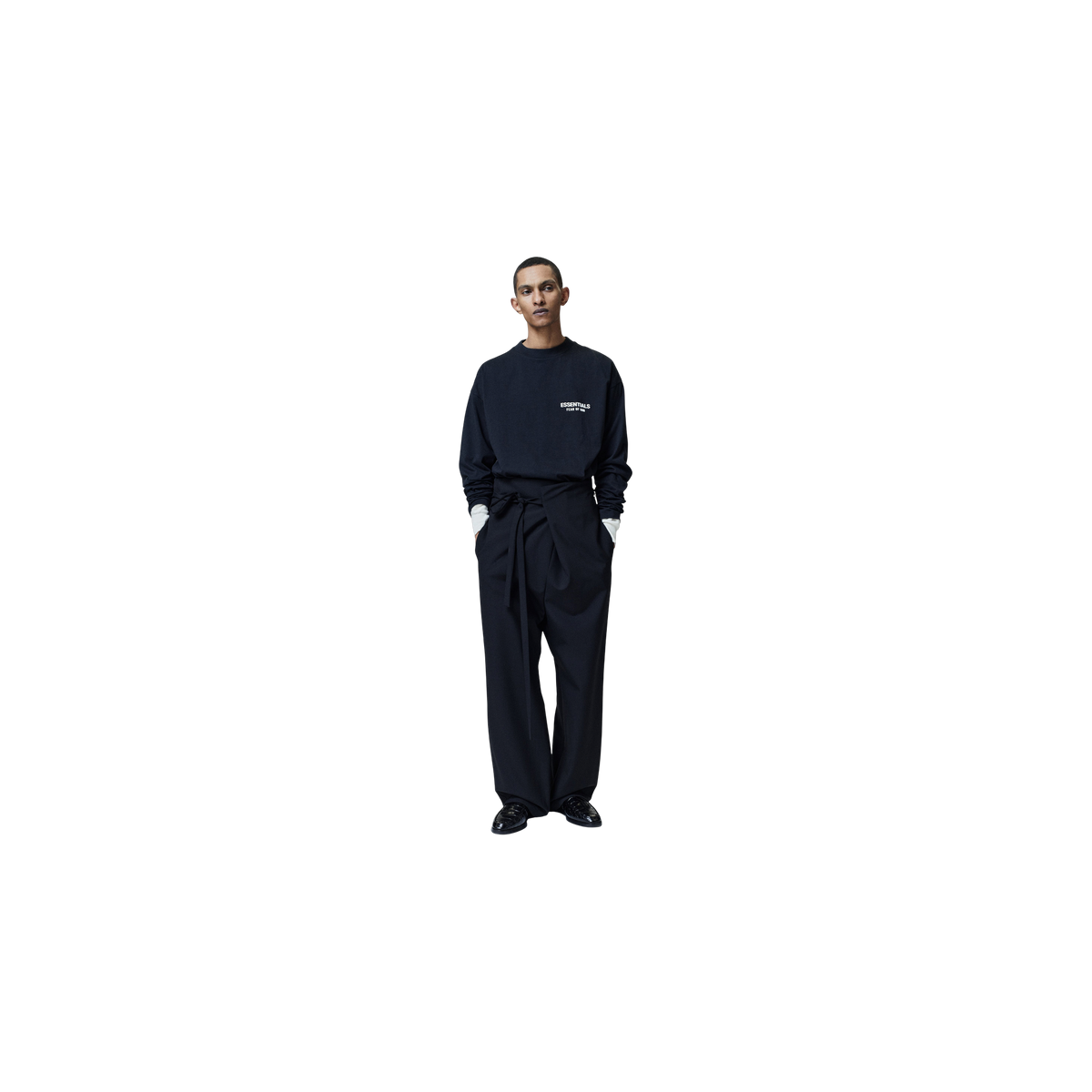 Remera Manga Larga Fear of God Essentials Classic Vintage Black / White
