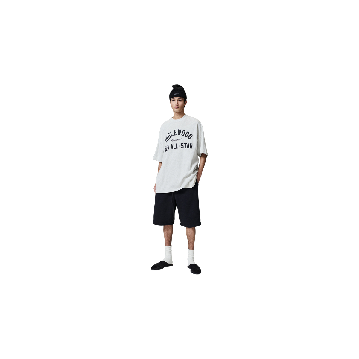Remera Fear of God Essentials Inglewood x All Star Weekend '26 90s Oatmeal Heather