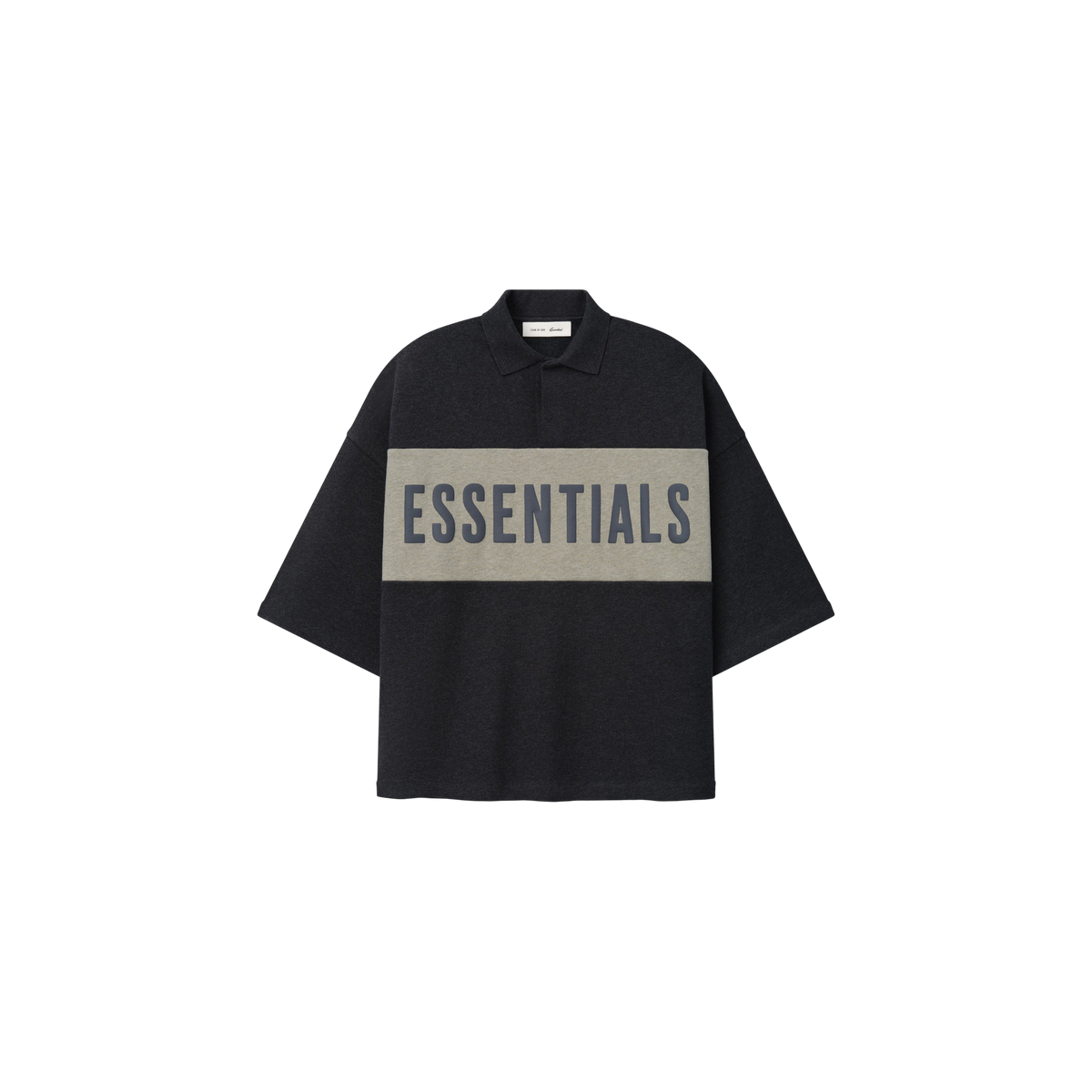 Remera Polo Fear of God Essentials Cropped Panelled Iron Grey Heather/ Seal Heather