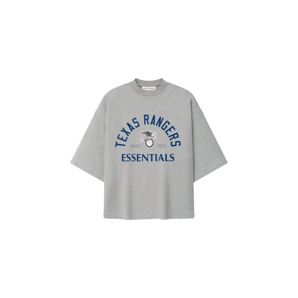 Remera Fear of God Essentials Rangers American League Merch Concrete Heather