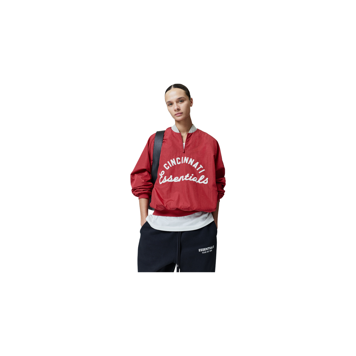 Campera Fear of God Essentials Reds Half Zip Stone Red/ Seal Rib