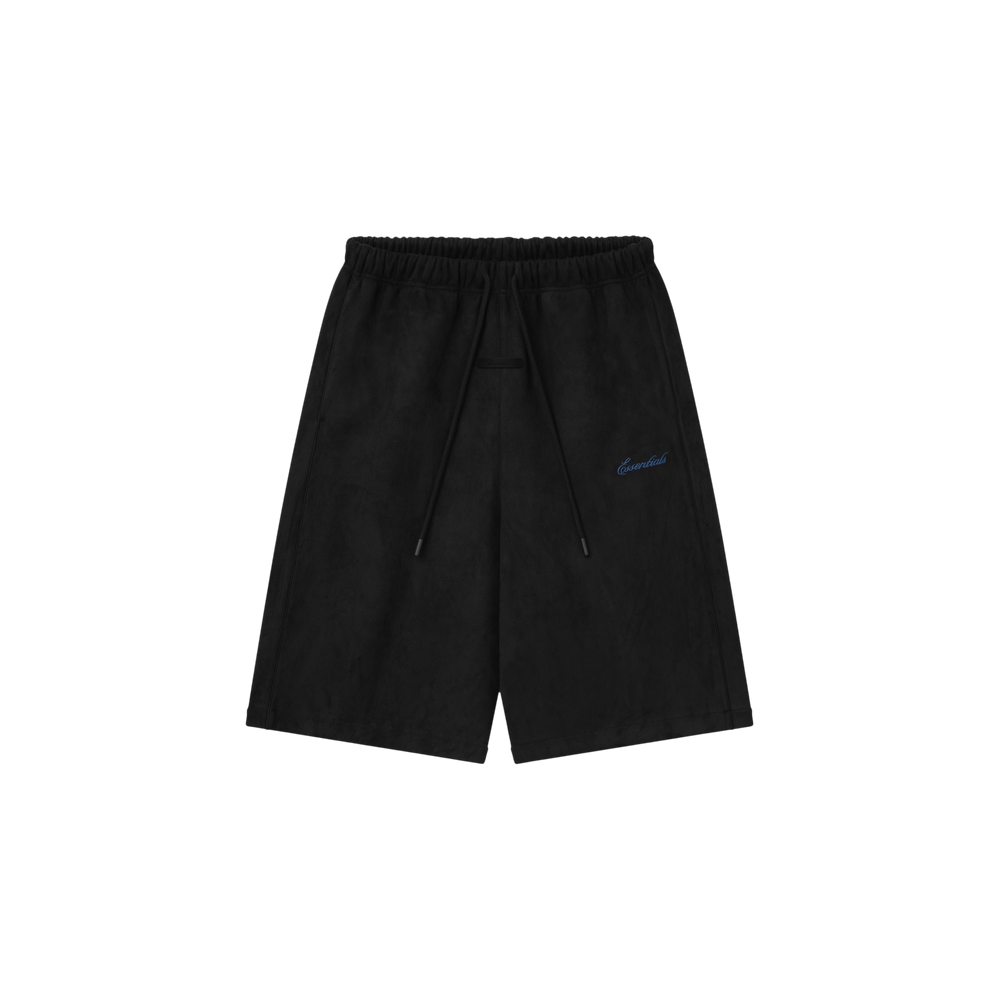 Shorts Fear of God Essentials Suede Fleece Signature Relaxed con Piping Negro