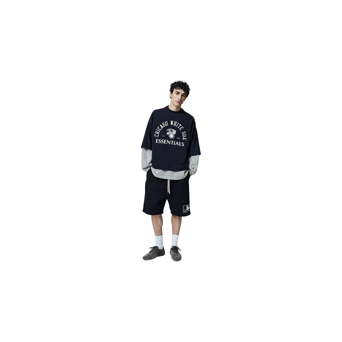 Remera Fear of God Essentials Blanco Sox American League Merch Negro