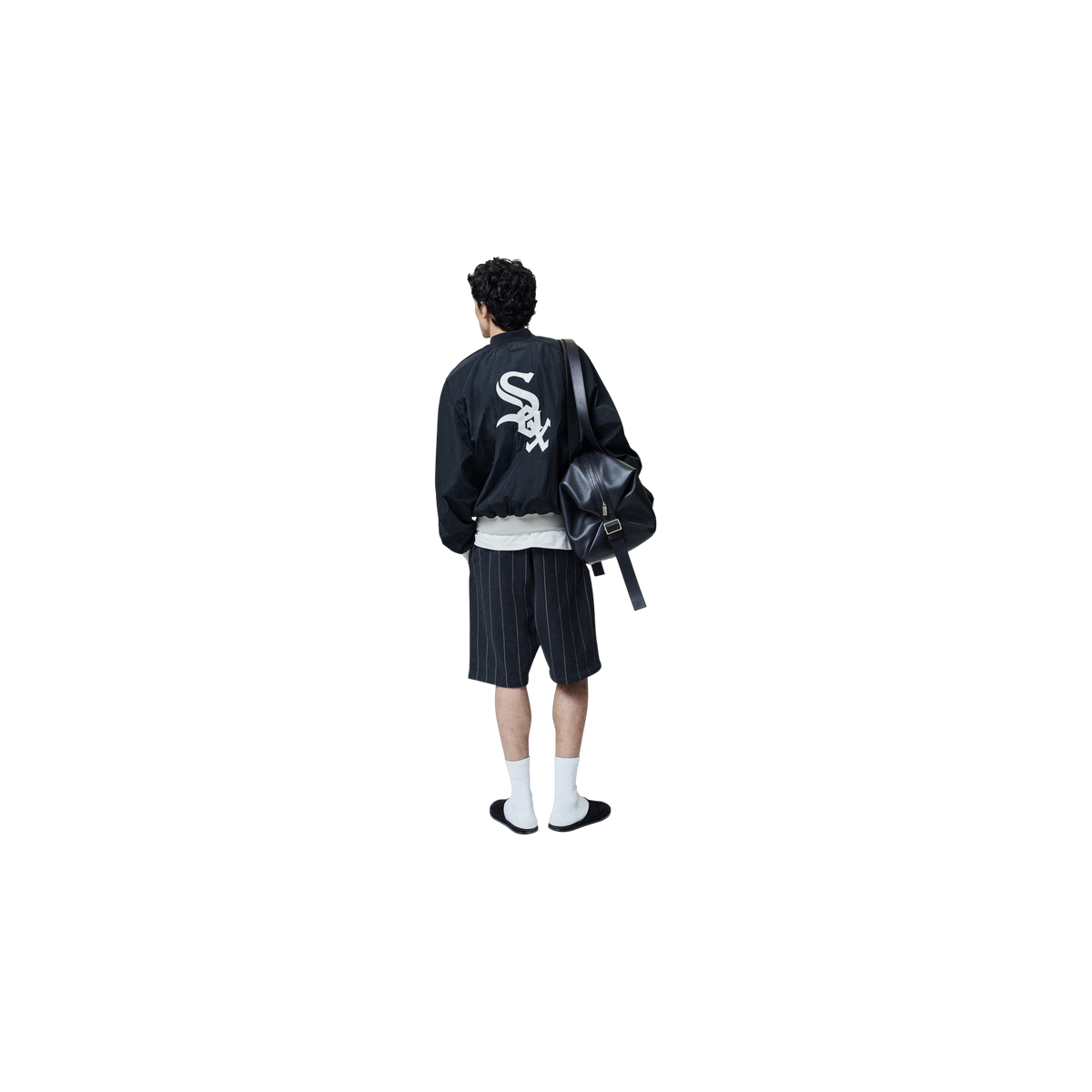 Campera Fear of God Essentials Blanco Sox Half Zip Negro