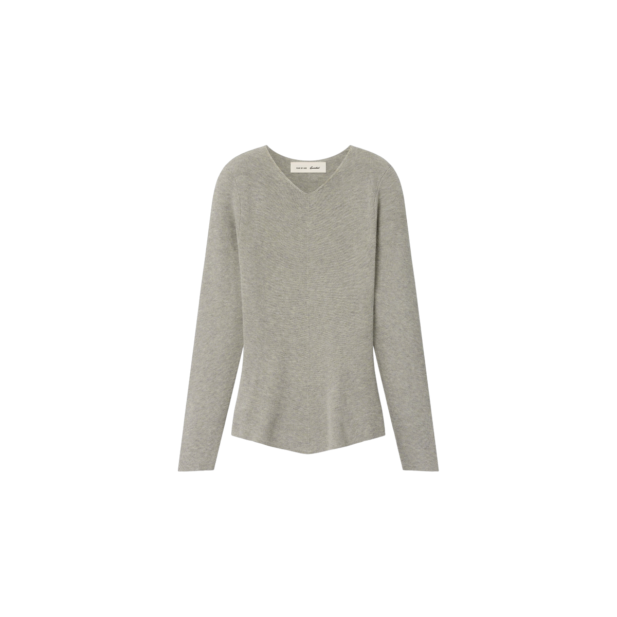 Sweater Fear of God Essentials Rib Knit Chevron V-neck Pyrite Heather