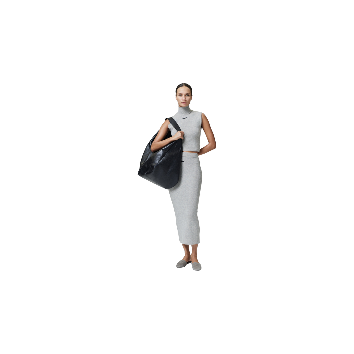 Pollera Fear of God Essentials Rib Knit Long Skirt Pyrite Heather