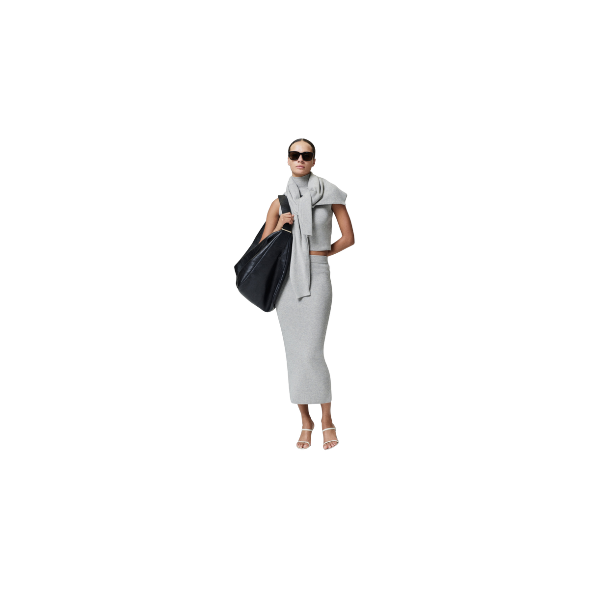 Sweater Fear of God Essentials Rib Knit Standing Collar Sleeveless Pyrite Heather