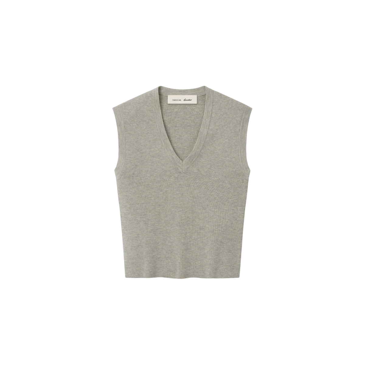 Sweater Fear of God Essentials Rib Knit V-neck Cropped Pyrite Heather