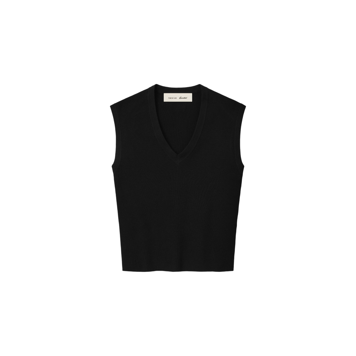 Sweater Fear of God Essentials Rib Knit V-neck Cropped Vintage Black