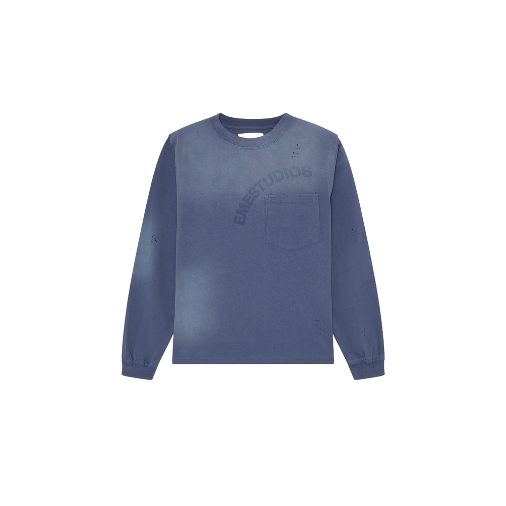 Eme Studios Frayed Pocket Navy Long Sleeve