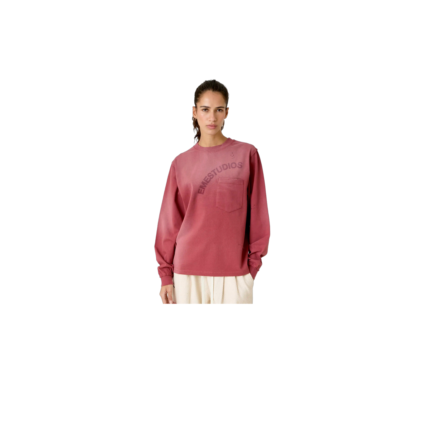 Eme Studios Frayed Pocket Redwood Long Sleeve