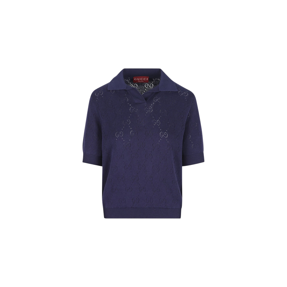 Gucci GG Short-Sleeved Ribbed Polo Shirt
