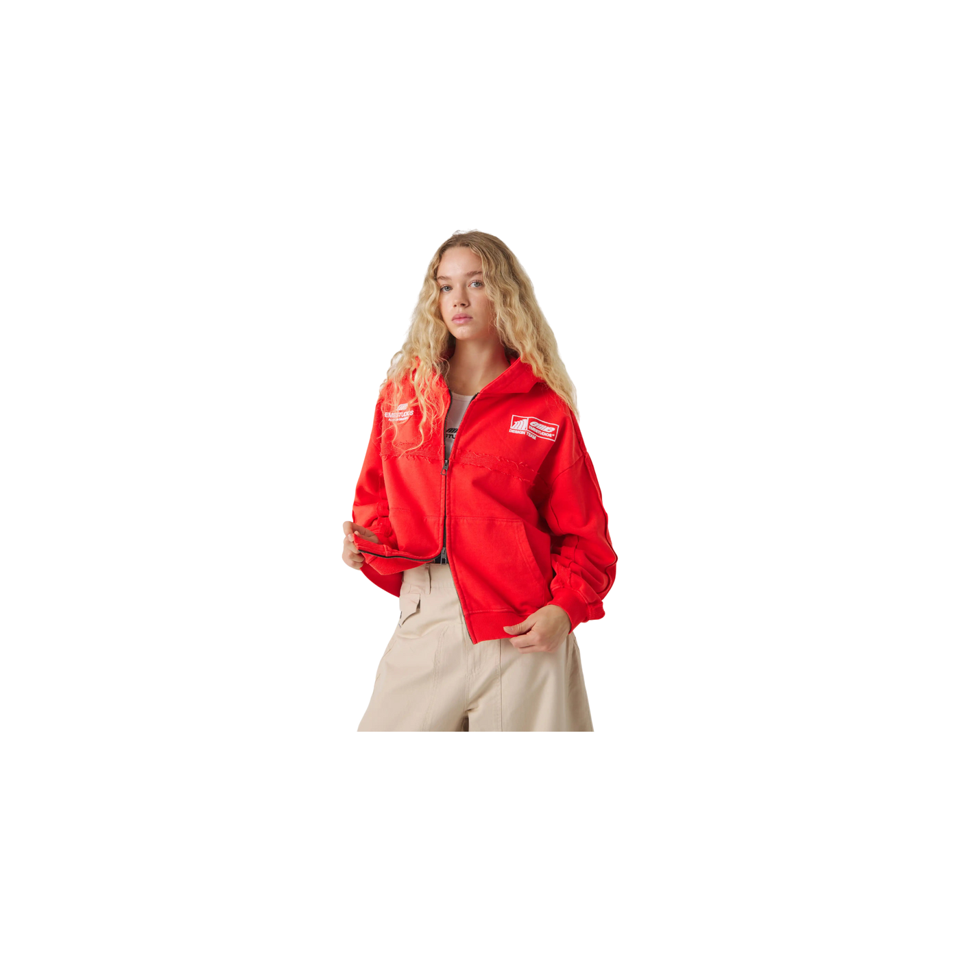 Eme Studios Gummy Poppy Red Cropped Full Zip