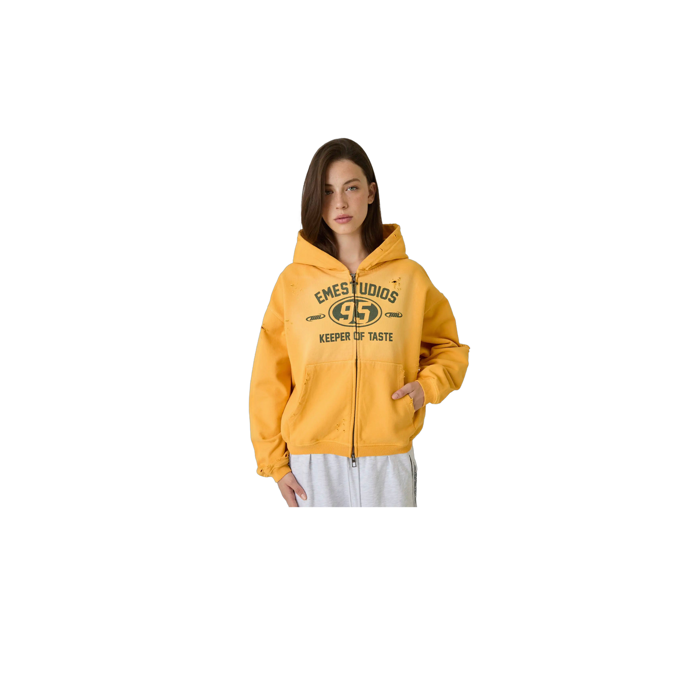 Eme Studios Keeper Mustard Cropped Boxy Full Zip