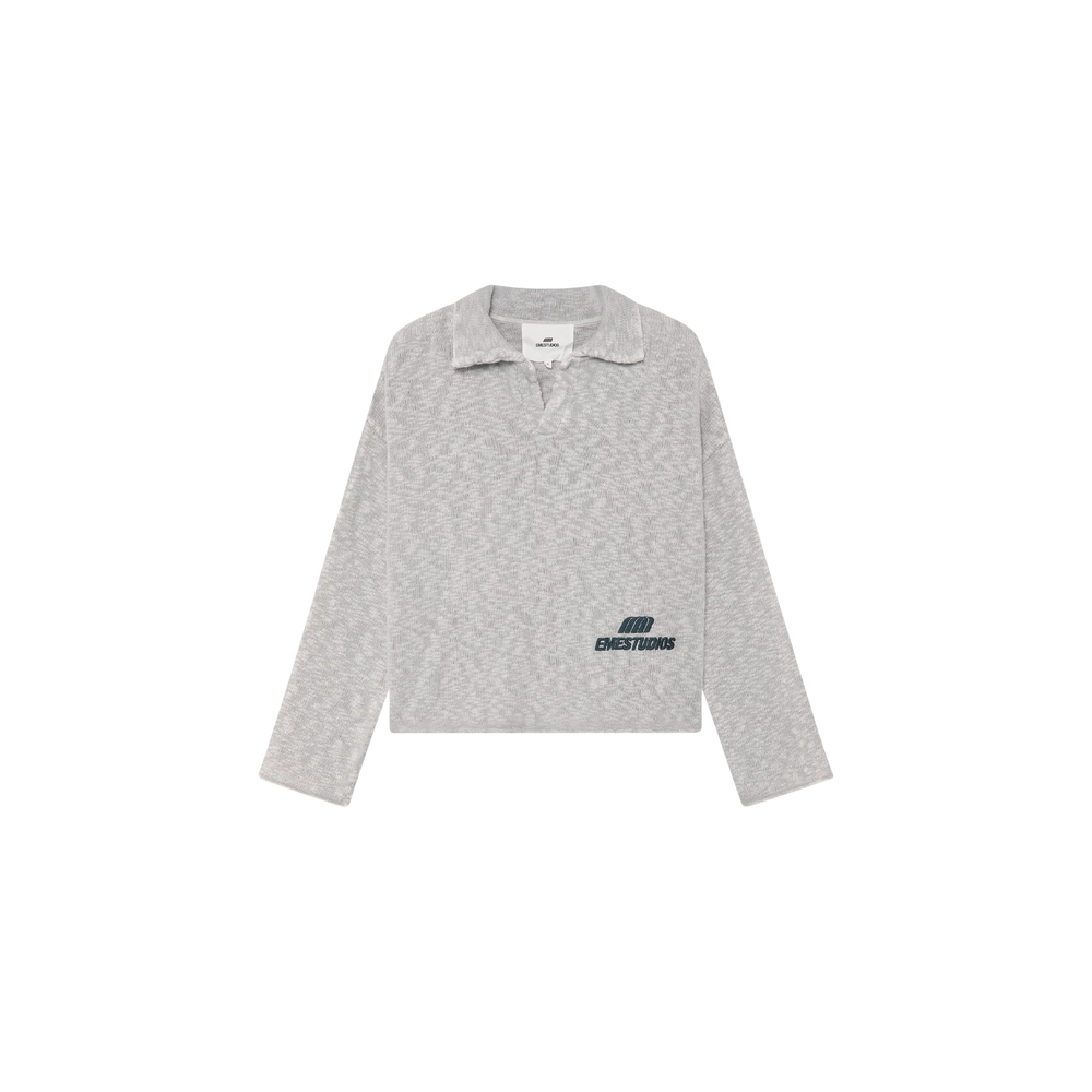 Eme Studios Kiff Grey Distressed Knit Polo