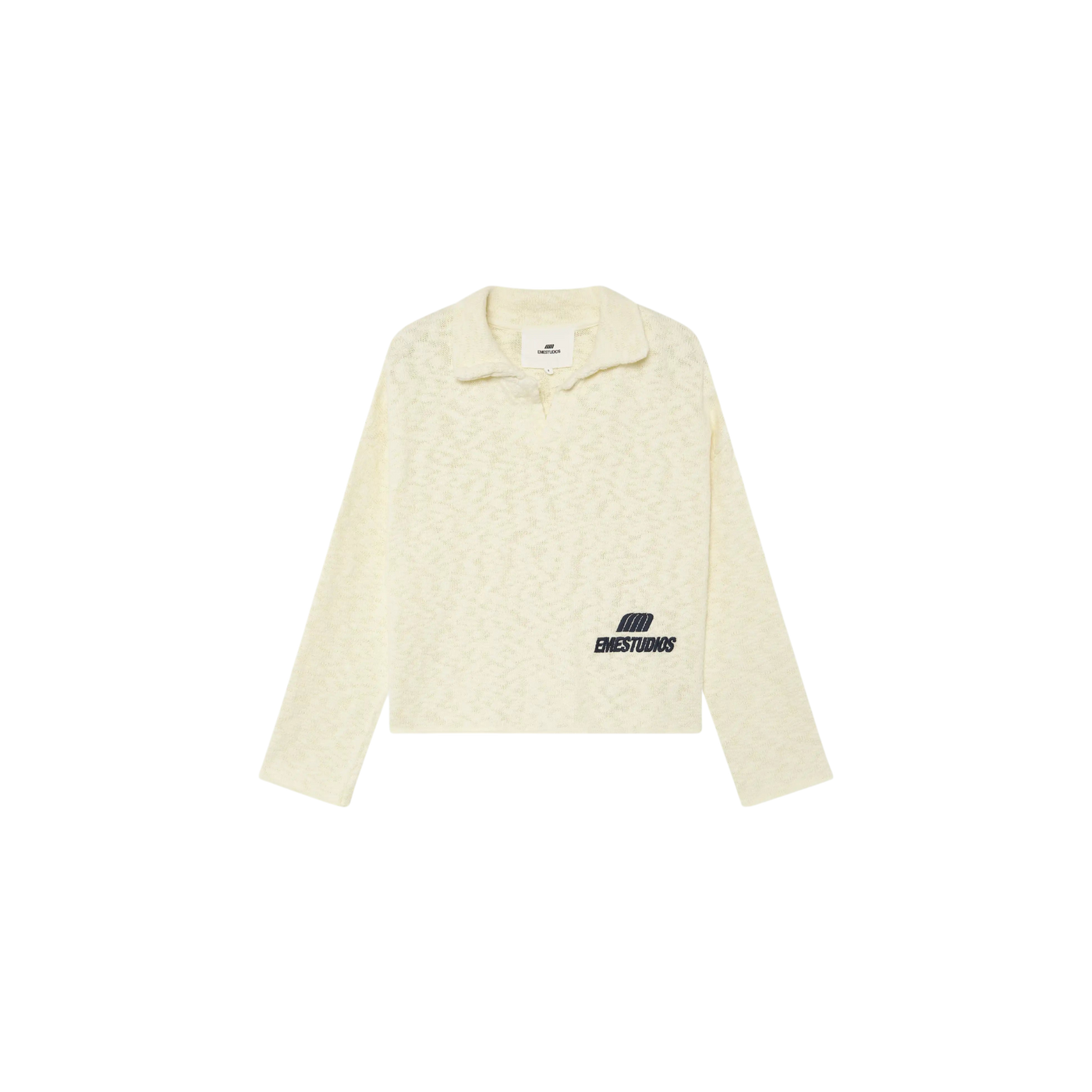 Eme Studios Kiff Off Sand Distressed Knit Polo