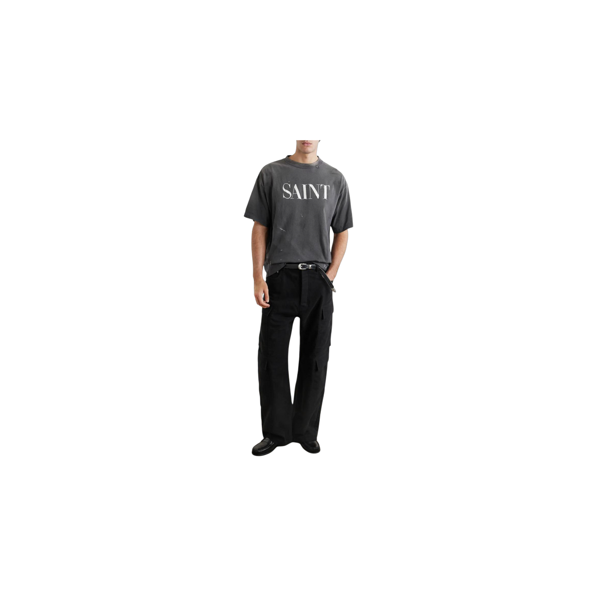 Remera SAINT MXXXXXX Logo-Print Paint-Splattered