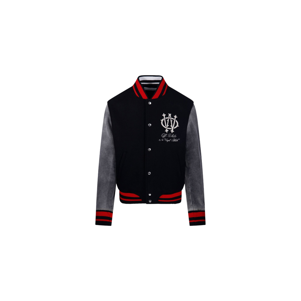 Off-White Varsity Logo Embroidered Button-Up Jacket
