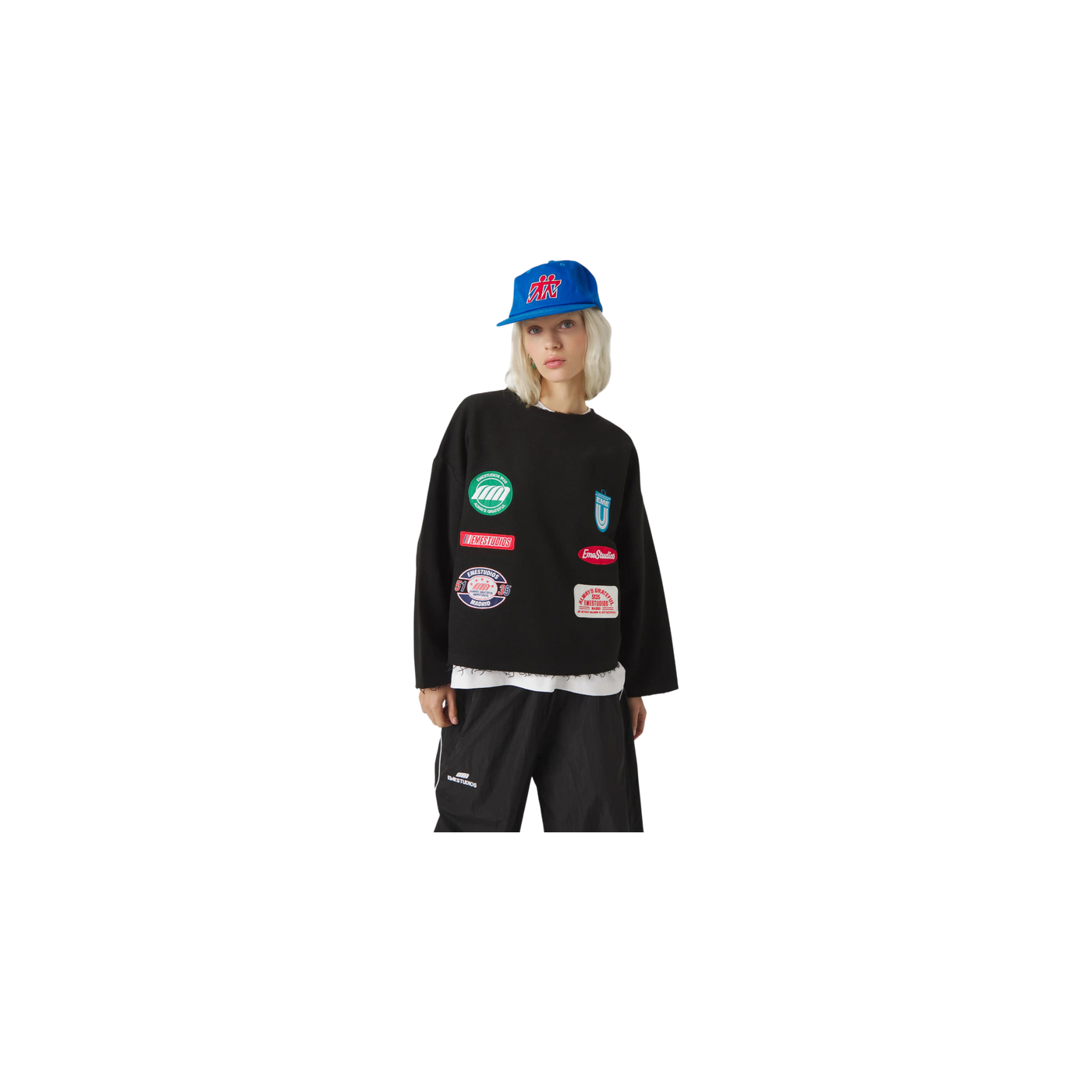 Eme Studios Patches Black Oversized Crewneck