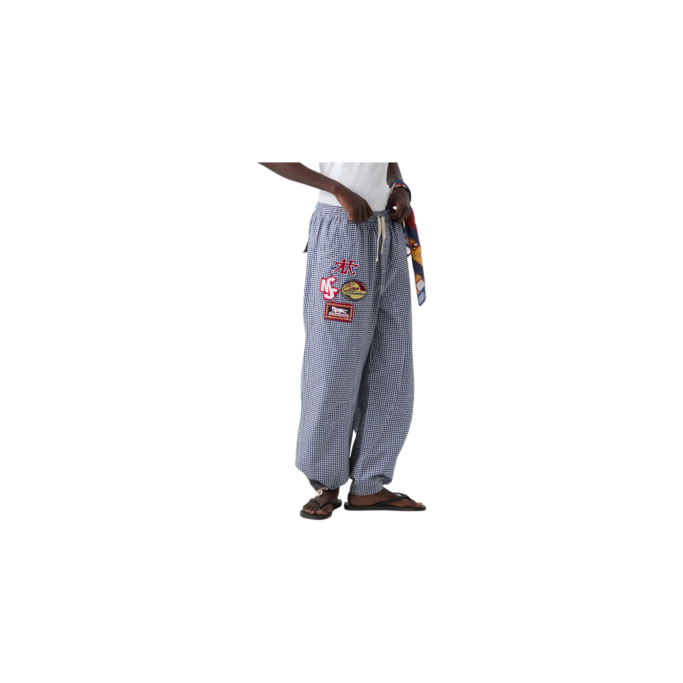 Eme Studios Patches Vichy Indigo Cargo Pants